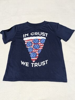 City Streets Boys Size 8 Navy Blue Patriotic Pizza Graphic T-Shirt